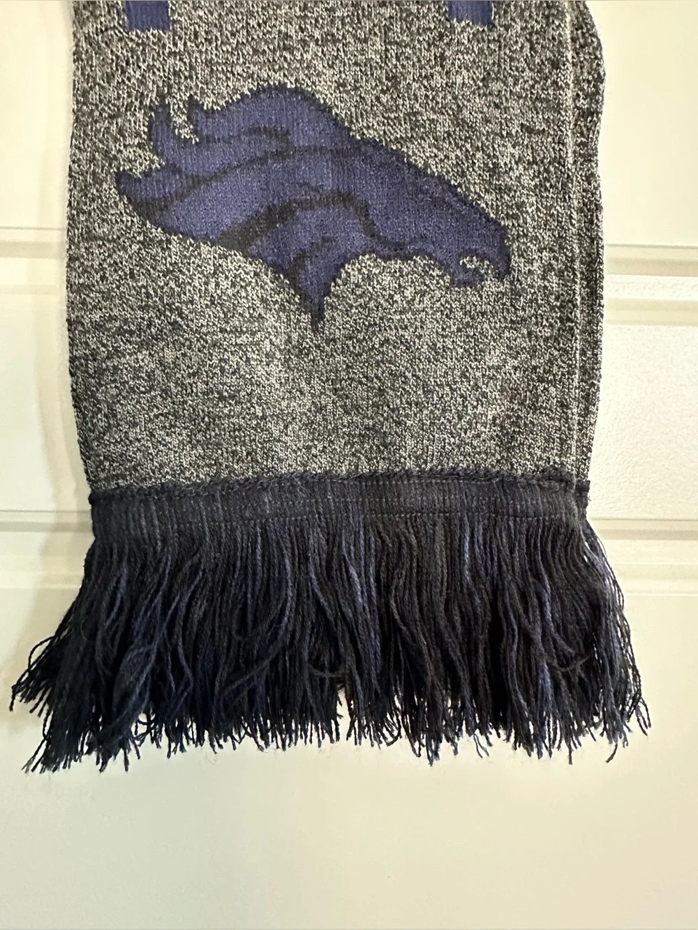 Denver Broncos Knit Scarf in Gray and Navy